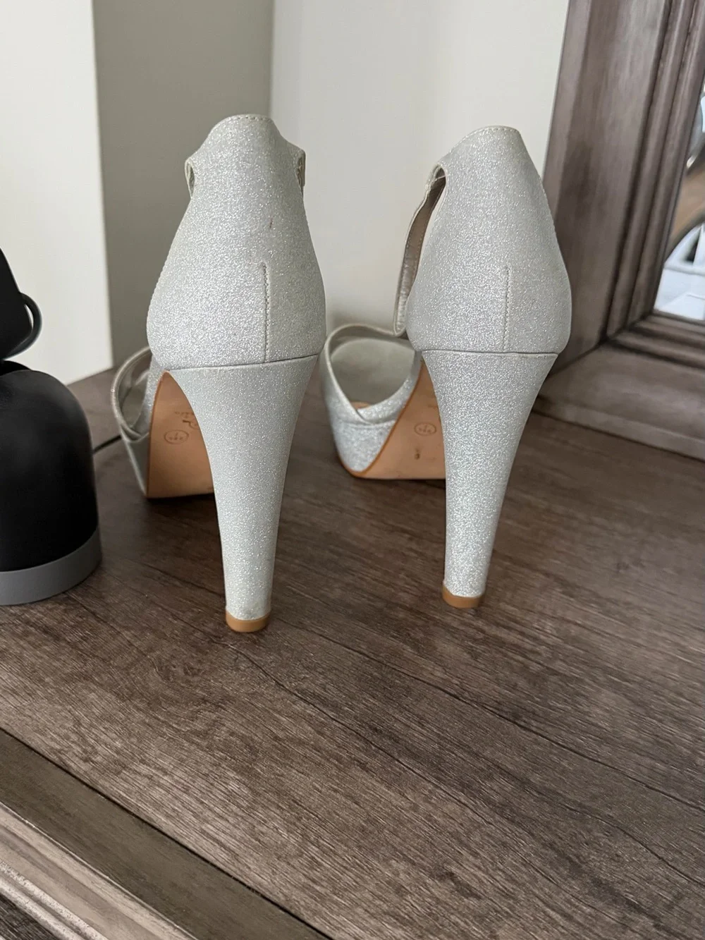 Silver Metallic Platform Ankle-Strap Sandals